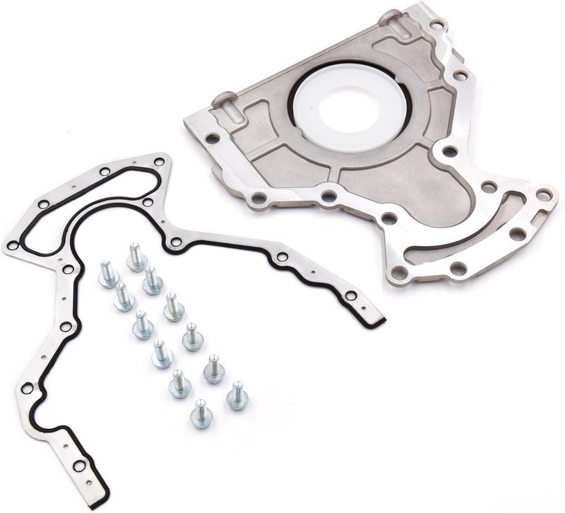 MOZONE Rear Main Seal Cover Kit with Gasket Bolt Compatible with Chevy Tahoe Suburban Silverado Express Avalanche Cadillac Escalade GMC Yukon Sierra Savana 4.8L 5.3L 6.0L 6.2L # 635-518 12633579 12639250 - Image 1